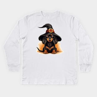 Halloween Dachshund Dog #1 Kids Long Sleeve T-Shirt